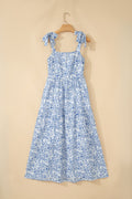 Floral Tie Strap Flared Maxi Dress