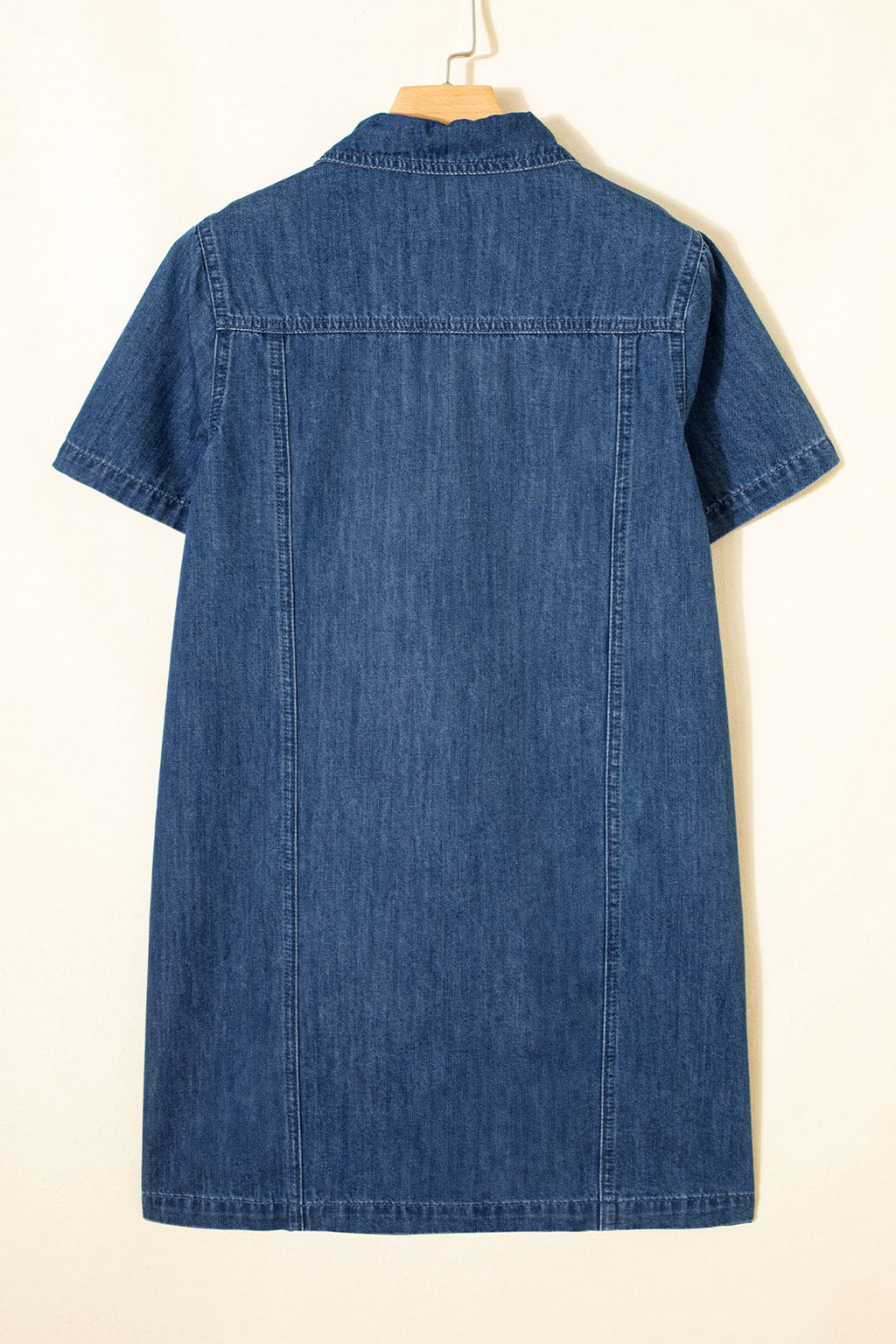 Denim Zip-Up Collar Short Sleeve Mini Dress