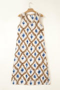 Boho Abstract V-Neck Sleeveless Maxi Dress