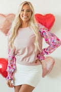 Floral Patchwork Smocked Lantern Sleeve Top