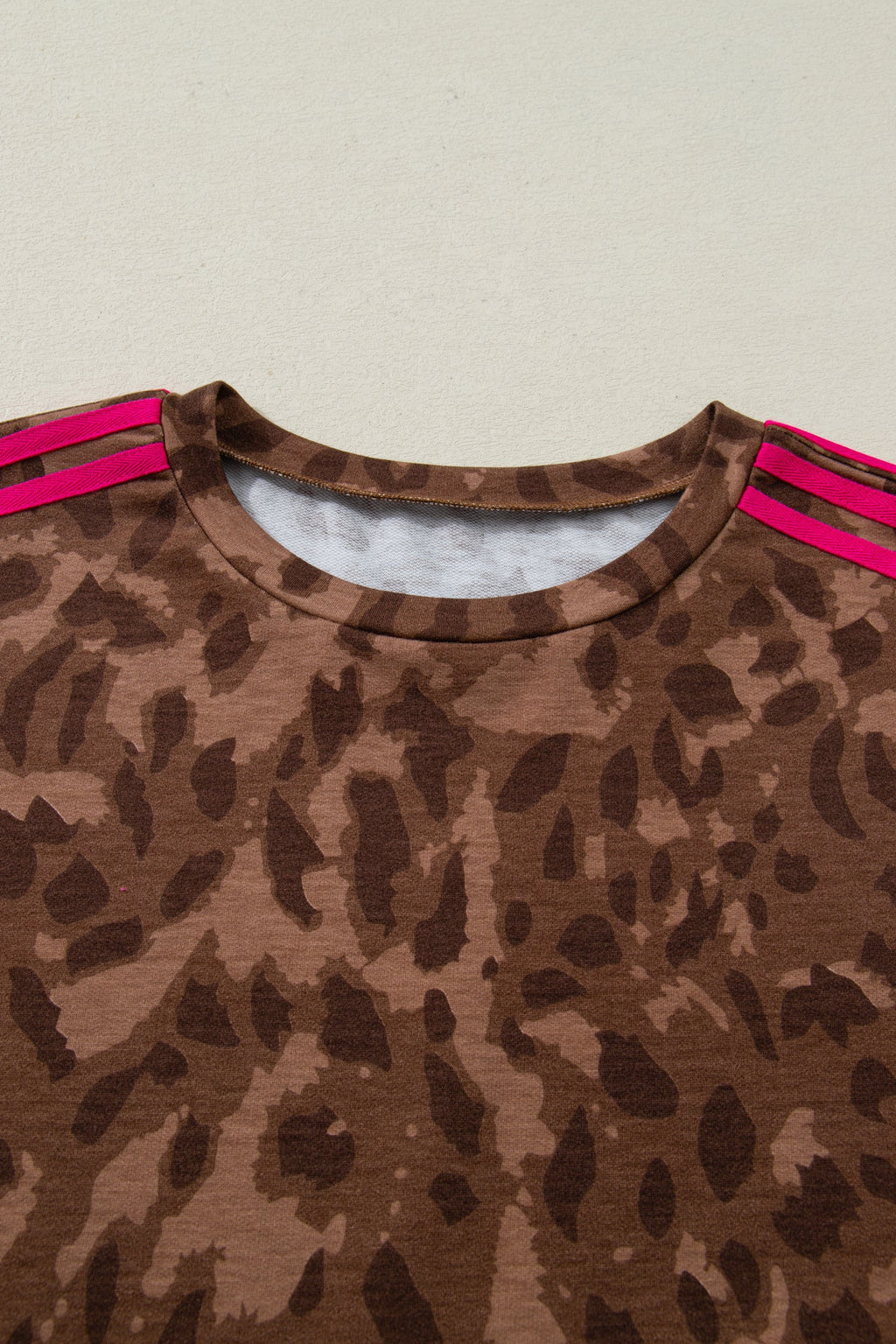 Leopard Contrast Stripe Tee & Shorts Set