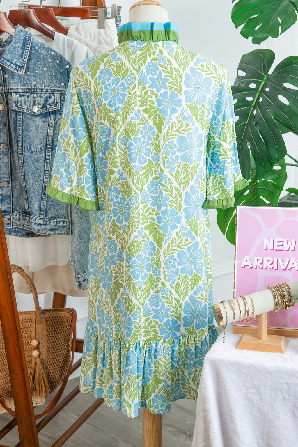 Floral Frilled V-Neck Button Front Dress