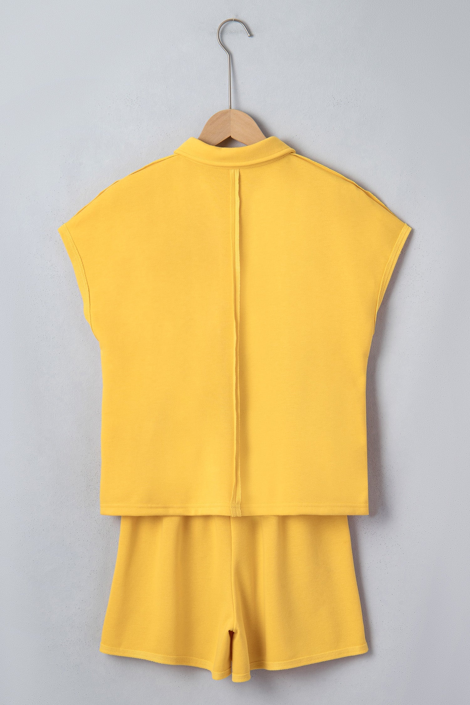 Solid Polo Tee & Elastic Waist Short Set