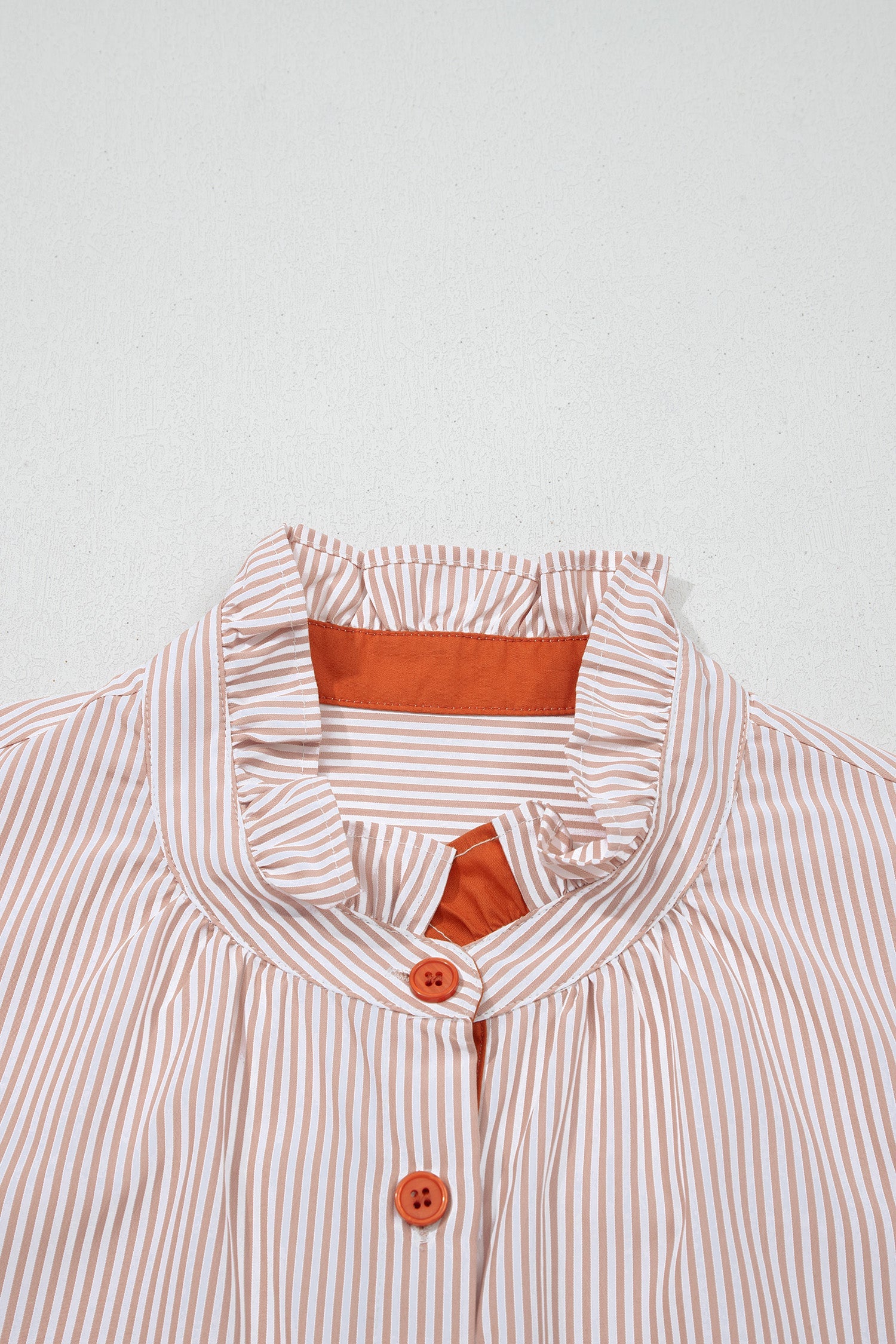 Stripe Colorblock Patchwork Frilled Collar Shirt