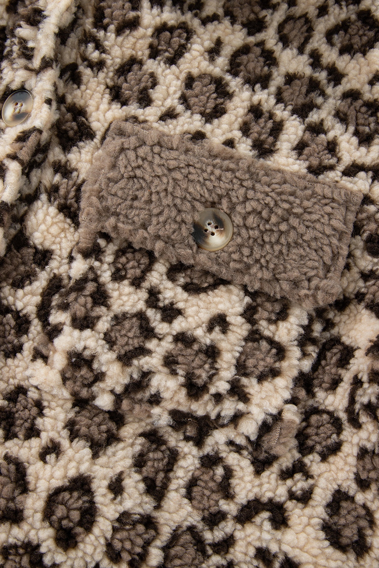 Leopard Sherpa Patchwork Flap Pocket Buttoned Jacket