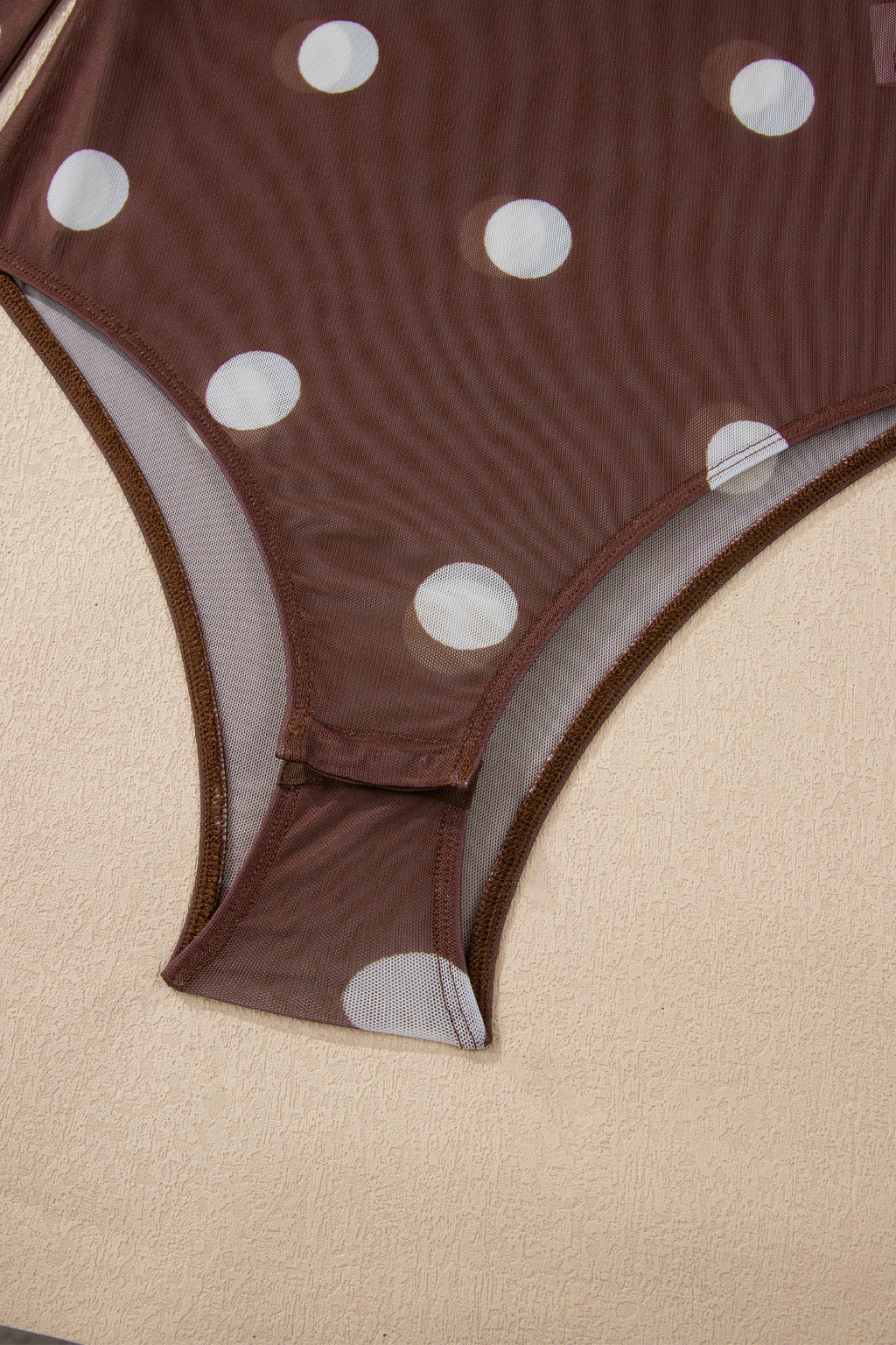 Polka Dot Mesh Long Sleeve Bodysuit